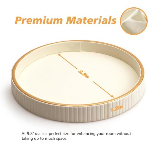 Leather Tray Desktop Storage Organizer, Round Valet Tray, White | Premium Serving Trays Decorative Tray Desk Organizer for Sundries Cosmetics Phone Wallet Keys Cutlery,