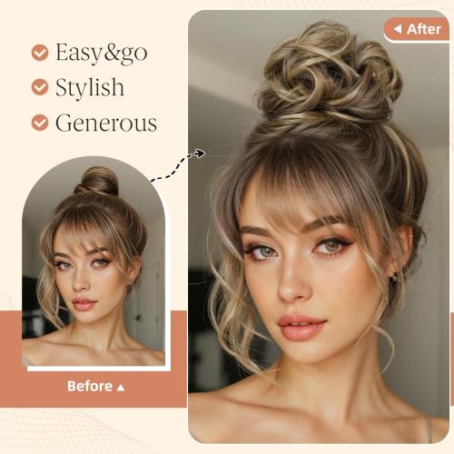 Color Dark Grey CJL HAIR 2PCS Messy Bun Hair Pieces Wavy Curly Synthetic Updo Chignon Fake Scrunchies Ponytail Extension for Women Dark Grey