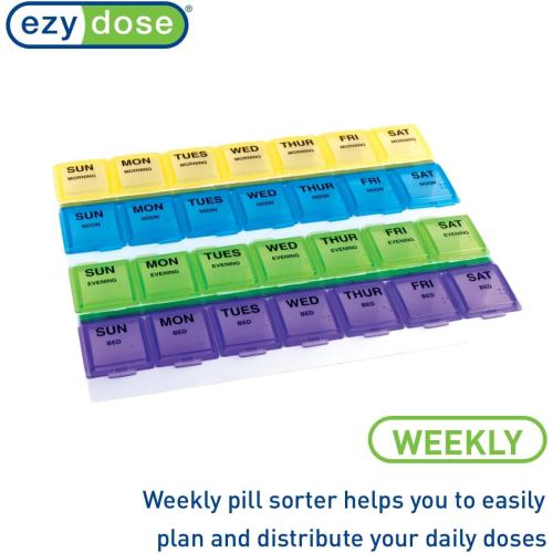 Ezy Dose Weekly 7-Day, 4x/Day Pill Organizer, Rounded Base, Large
