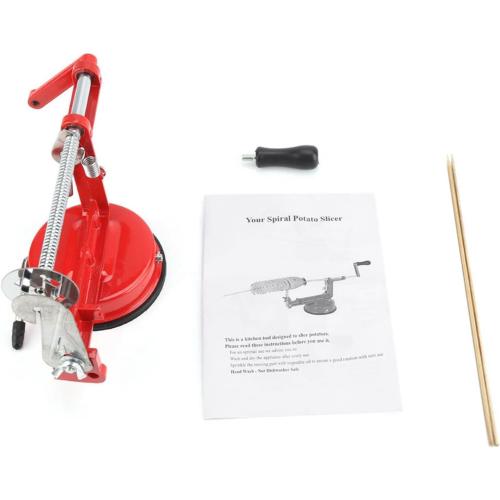 Potato Spiral Cutter, Twisted Potato Slicer Stainless Steel French Fry Cutter Hand Crank Curly Fries Potato Cutter with Suction Base for Potato