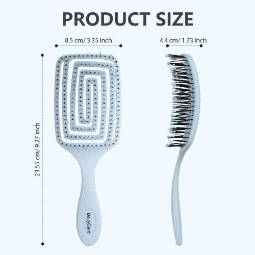 Detangling Brush, Dry and Wet Vented Detangler Hair Brush for Women and Men, Professional Paddle Curved Styling Hairbrush for Straight/Curly/Thick/Long/Wavy/Damaged Hair, Blue
