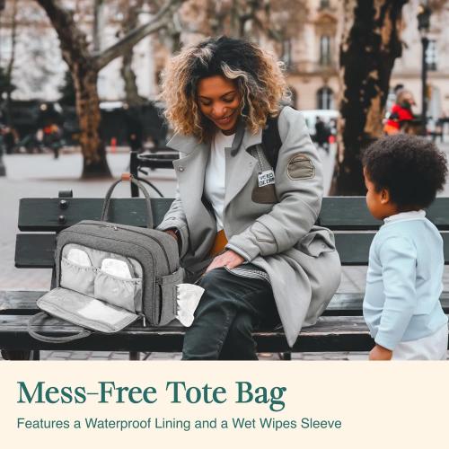 WELAVILA Diaper Bag Tote - Large Convertible Baby Bags With Changing Pad & Insulated Pockets For Mom & Dad - Unisex Multifunction Travel Diaper Tote Dark Grey - Travel Diaper Bag With Changing Pad (see the picture for the color)