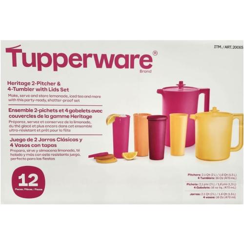 Tupperware Heritage 2-Pitcher & 4-Tumbler Set, Plastic, Dishwasher Safe, 12 Pieces