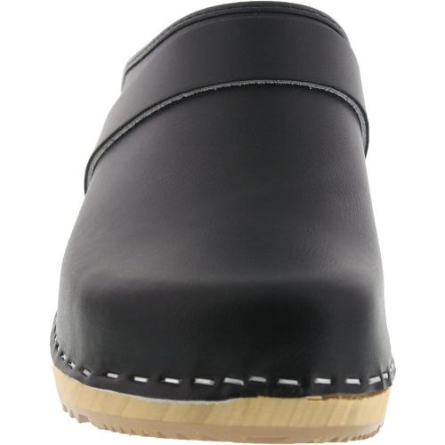 Size 42..Bjork Maja Wood Open Back Leather Clogs