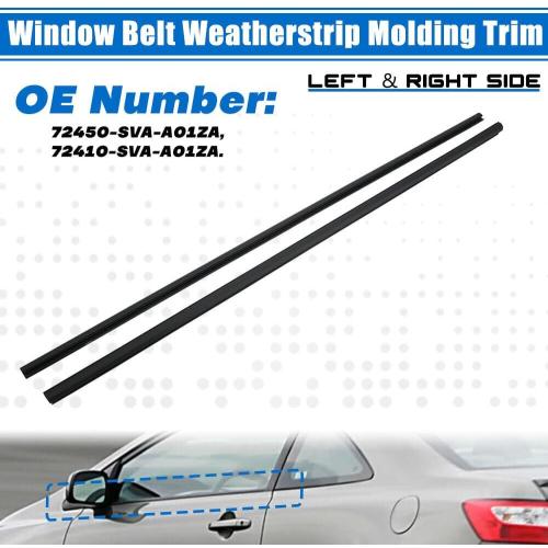 Black Weather Stripping Window Molding Trim Seal Left and Right Door Belt Moldings Compatible with Honda Civic Coupe 2D 2006-2011 Replace# 72410-SVA-A01ZA 72450-SVA-A01ZA