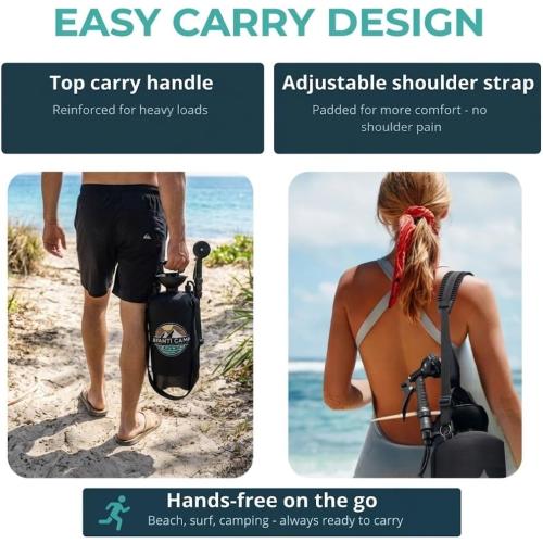 2.1 Gallon Pressurized Portable Camping Shower | 10-Mode Spray Head | Premium Neoprene Insulated Sleeve & Padded Shoulder Strap | Rinse Kit for Surf, Sand, RV, Road Trips & Pets | Black