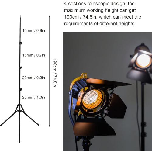 Xcello Adjustable Lamp Bracket, Adjustable Photography Light Stand, Durable 190cm Telescopic Tripod for LED Video Light