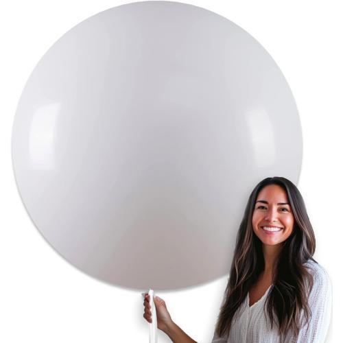 PartyWoo White Balloons 4pcs 36 Inch Extra Large Big Jumbo Giant Matte White Latex Helium Balloons for Wedding Bridal Graduation Engagement Baby Shower Birthday Tea Party Decorations White-Y13