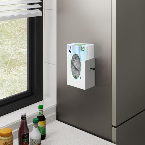 Color White  Magnetic Glove Box Holder, Wall Mount Metal Rubber Disposable Latex Gloves Tissue Dispenser for Tool Box Garage Workshop Kitchen, White