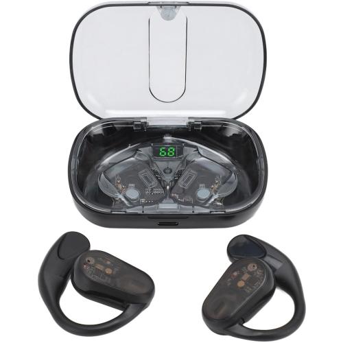3D Arc Transparent Cover Bluetooth Headsets with Ear Hooks Wireless Earphones for Sports Running Stable Connection Comfortable Wear Full Design for Fitness Lovers