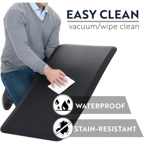 KANGAROO Anti Fatigue Mats for Kitchen Floor, Reduce Foot, Knee, Back Pressure, 3/4 Inch Thick Cushioned Ergonomic Mat, Waterproof Comfort Rug for Under Sink, Standing Desk, Store Floors, 17x24, Black