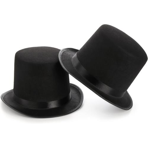 3 Pack Black Felt Top Hats for Kids, Funny Party Hat, Tall Victorian Tuxedo Costume Hats, Dress Up Hat, Coachman Hats for Cosplay, Stage Performance
