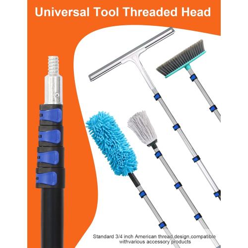 Light Bulb Changer for High Ceilings, 5-20FT to 26FT Reach, Segment Lock & Non-Slip Grip, Suction Cup/Basket & 3/4 Acme Thread, Compatible with Home/Commercial Bulbs(Blue)