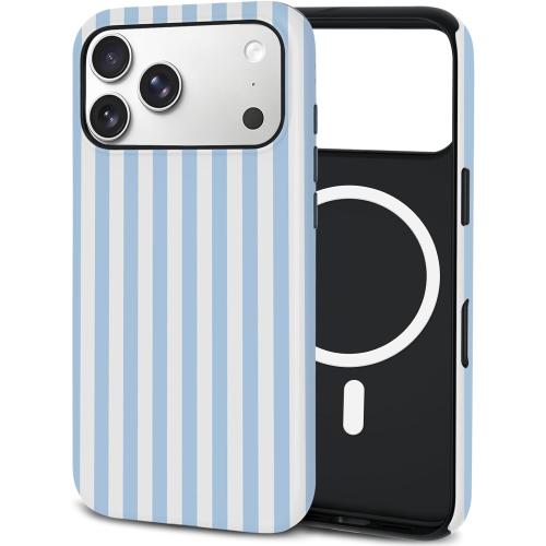 TPU Phone Case for iPhone 17 Pro Max, MagSafe Wireless Charging Compatible, Shockproof Slim Fit Protective Cover with Anti-Yellowing & Raised Camera Protection (blue stripe, iPhone 17 Pro Max(6.9))