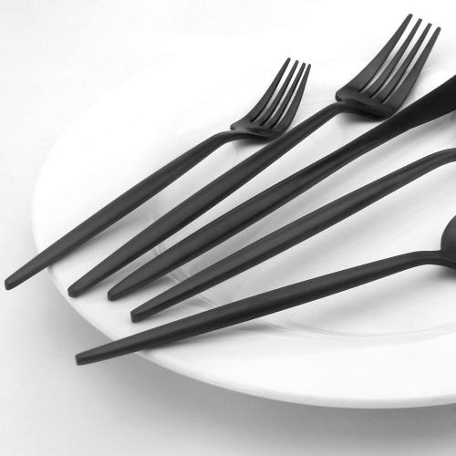 Matte Black Silverware Set, Vanys 20 Piece Stainless Steel Cutlery Flatware Set, Kitchen Utensil Sets for 4, Tableware With Knife Spoons And Forks Set, Satin Finished Polished