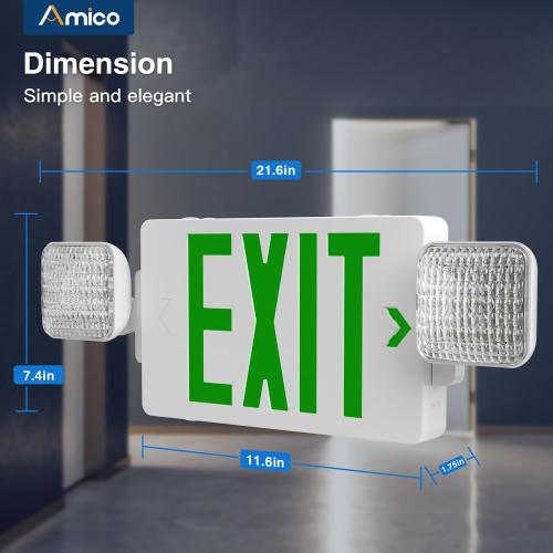 Amico 1 Pack Commercial green Double-Sided Exit Sign with Large LED Light