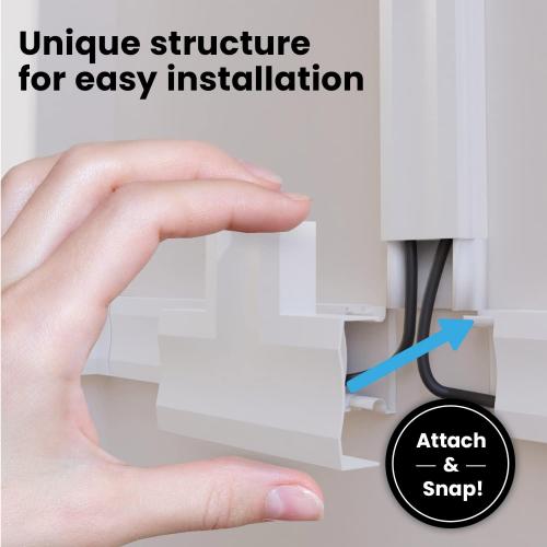 EVEO Cord Hider - 306” Cord Cover Wall Cable Hider, Cable Concealer, Wire Hiders for TV on Wall. Cable Management, Cord Hider Wall Cable Raceway Wire Covers for Cords -18X (L17 W0.95 H0.5) - White