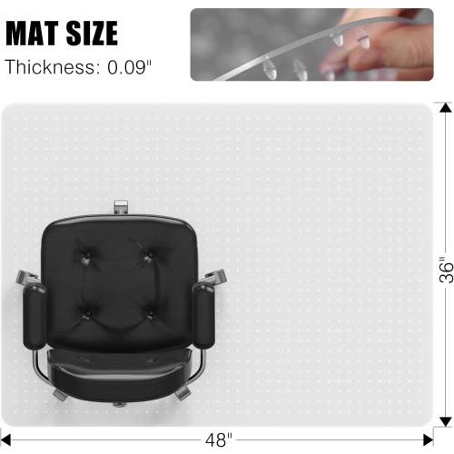 Chair Mat for Carpet, Office Chair Mat for Carpeted Floors, Non-Slip Carpet Protector Floor Mat with Grips, Plastic Heavy-Duty Rolling Desk Mat for Home Office and Gaming (Clear)