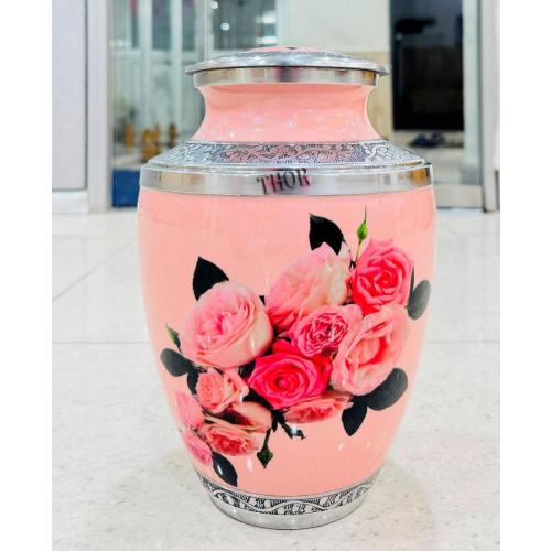 Rose Aluminum Ashes urn. Cremation urns for Human Ashes Adult Female. Burial urns for Ashes Adult Female