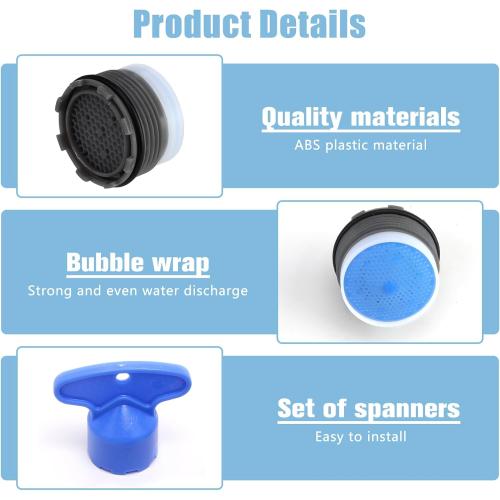 25 Pcs Kitchen Faucet Aerator, Replacement Inserts for Sink Tap Flow Restrictor, Efficient 15 Cache Aerators with 10 Key Removal Wrench Tool for Bathroom Kitchen (M16.5 18.5 21.5 22.5 24 mm)