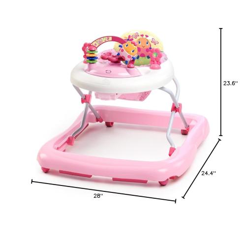 Bright Starts JuneBerry Walk-A-Bout Baby Walker and Entertainer, with Easy Fold Frame for Storage, Ages 6 Months