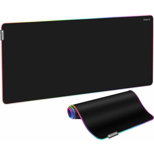VIVO Large 60 x 30 inch Full Size Desk Pad with RGB Lighting for Office Ambience and Immersive Gaming, Oversized Mouse Pad Table Top Cover, 12 Color Modes, Non-Slip Base, Black, DESK-PAD60-30