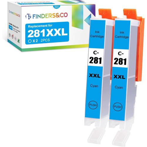 CLI-281 XXL Cyan Ink Tank Replacement for Canon 281 C Cyan Work with Canon PIXMA TS6320 TR7520 TS8120 TS8320 TR8520 TS9120 (2X 281XXL C)