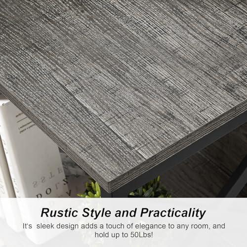 Black L15.7* W11.8 * H27.6  Small Bookcase,3 Tier Industrial Bookshelf with Metal Frame and Backboard,Low Grey Book Shelf,Book case for Small Spaces,Living Room,Bedroom and Home Office