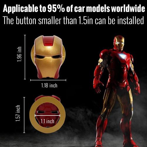Push Start Button Cover with Pre-Pasted Tape,Zinc Alloy Metal,Great Iron Man Gifts for Men (Golden red)