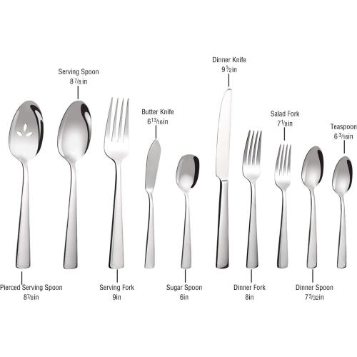 Set of 45-Piece Brightown Silverware Set Flatware Cutlery Set Service for 8, Durable Stainless Steel Tableware in Ergonomic Design Size and Weight, Kitchen Utensil Sets with Steak Knives, Rust-proof, Dishwasher Safe