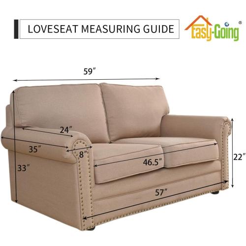 Easy-Going Stretch Loveseat Slipcover 1-Piece Sofa Cover Furniture Protector Couch Soft with Elastic Bottom for Kids Polyester Spandex Jacquard Fabric Small Checks (Loveseat, Greyish Green)
