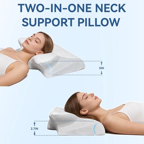 Neck Haven Pillow for Sleeping Ergonomic Sleep Apnea Snoring Pillow with Memory Foam Neck Head Shoulder Support Pillows for Side,Back,Stomach Sleeper (White)