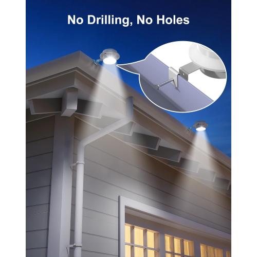 Set of 8 Color White Solar Powered Gutter Lights Outdoor Decorative Waterproof Led Fence Lamp for Lighting Railing, Outside Wall, Deck, Garden, Path, Backyard, Sidewalk, Yard, Patio, No Drilling Installation