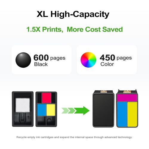62XL Ink Cartridge Replacement for HP Ink 62 62XL HP62 Black Color Cartridges Combo Pack Work for 5540 5542 5545 5640 5642 5660 5664 5665 7640 7645 8000 200 250 5740 5742 5743 5745 8040 Printers