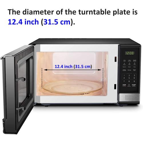 12.4 Turntable Plate Replacement for Panasonic Emerson Frigidaire Oster Toshiba Microwaves, 12 3/8 Glass Cooking Tray with a Glove, Turntable Diameter 12.4 inch (31.5 cm)