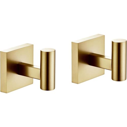 KOKOSIRI Robe Hooks Bathroom Towel Coat Hook for Bath Kitchen Wall 2 Pack Brushed Gold Stainless Steel B1013BG-P2