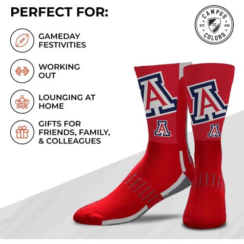 Size MD For Bare Feet NCAA Adult State and University Crew Socks - Polyester blend - Unisex - High-performance socks provide