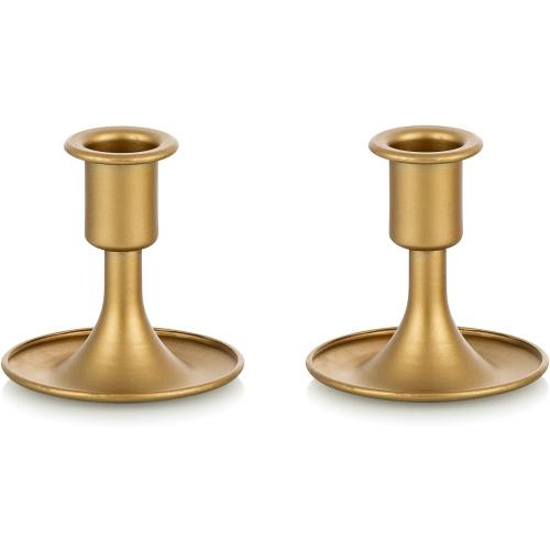 Candlestick Holders Taper Candle Holders, Romadedi Gold Candle Stick Candle Holder for Table Centerpiece, Wedding Reception, Festive Christmas Mantel Decoration or Home Decor, Set of 2