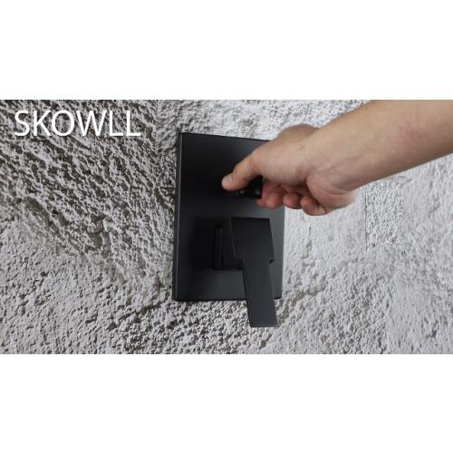 SKOWLL Shower Valve 3 Function Matte Black Wall Mount Shower Valve Kit Replacement 3 Way, Single-Handle Bathtub Water Control Valve Trim Rough in Valves Included
