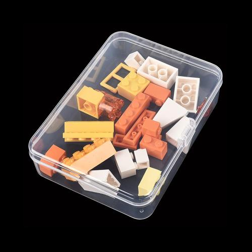 6-Pack Rectangular Plastic Storage Containers Box with Hinged Lid for Beads and Crafts, 4.5 x 3.3 x 1.1 inch / 115 x 85 x 28 mm (Translucent)
