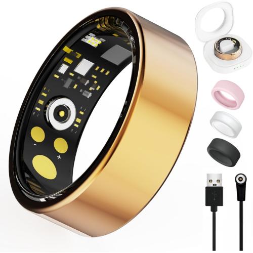 Smart Ring for Women Men, Health Tracker with Heart Rate, Blood Oxygen, Blood Pressure, Sleep Monitor, Step Counting, IP68 Waterproof Fitness Ring, No App Fees for iPhone & Android