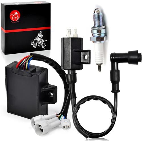 CDI Box Ignition Coil Spark Plug Compatible with Kawasaki Bayou 220 1988 1989 1990 1991 1992 1993 1994 1995 21119-1226 21121-1160