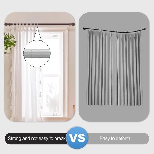 Bronze Curtain Rods for Bedroom with Brackets,5/8 Inch Diameter Small Window Curtain Rod Adjustable 32 to 48 Inches,Easy Install Drapery Rods