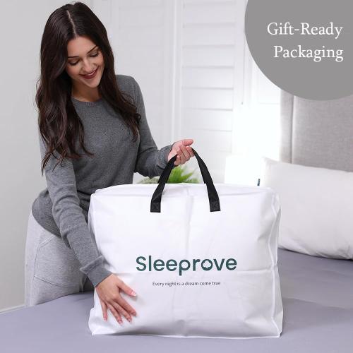 Noiseless Queen Size Down Comforter,Medium Weight All-Season Duvet Insert with 8 Loops,Luxury Bedding Comforter, White,90x90