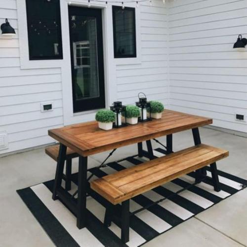 Size Large Color Black and White Area Rug  Striped Front Door Mat Front Porch Rug Hand-Woven Machine Washable Indoor/Outdoor Layered Door Mats for Entryway/Bedroom/Outdoor