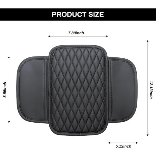 Ouzorp Car Center Console Cover, Upgraded Microfiber Leather Car Arm Rest Cover with 2 Storage Bags, Universal Armrest Cover for Car Storage Box Car Interior Accessories Protector for Most Vehicle