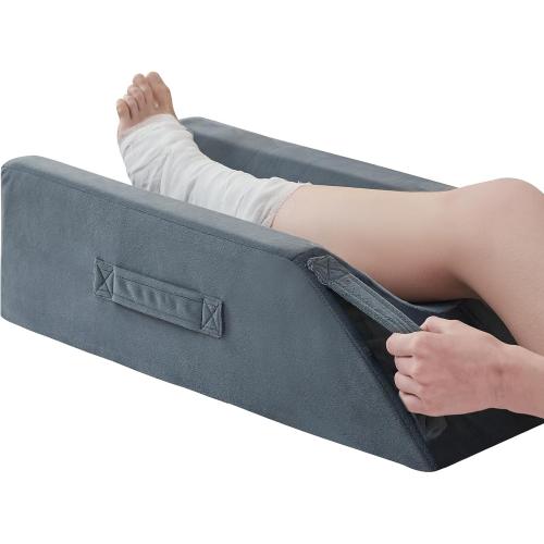 Memory Foam Leg Elevation Pillow - Post-Surgery, Knee and Ankle Injuries, Swelling - 3 Height Adjustments - Removable/Washable