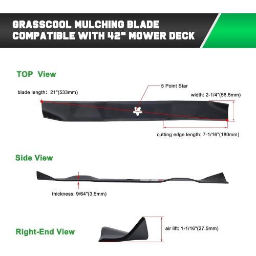 134149 Mulching Blades for Craftsman 42 inch Mower Blade LT2000 LT1000 YS4500 Replace 422719 532134149 Husqvarna Poulan Pro 42'' Deck Riding Lawn Mower 5 Point Star (2 Pack)