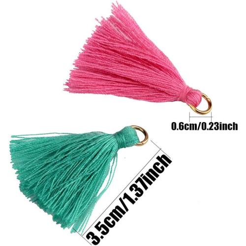 MSCFTFB 100 Pieces Mini Tassels Mala Tassel Kit with Jump Rings for Earring Necklace Jewelry Making Garland Keychain Charms Crafts Decorations (White)