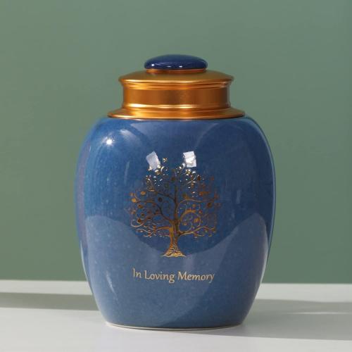 Medium Urn for Human Ashes - Tree o Life Handicrafted Cremation Urn - Beautiful Keepsake Urns - Small Urn for Human Ashes Made of Ceramic - Hold 65 Cubic inches Human or Pet Ashes